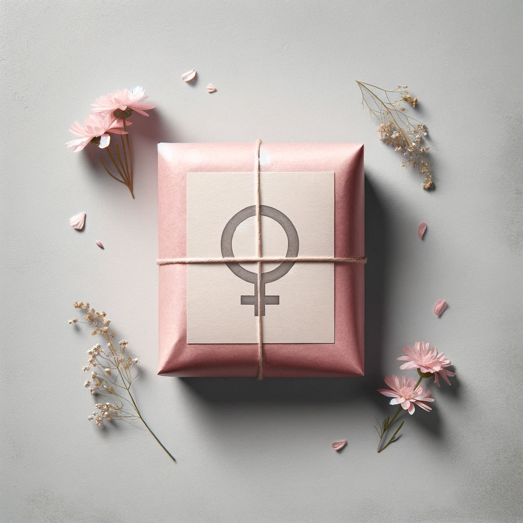 Dall·e 2024 04 30 15.34.35 A Minimalist Design Of A Square Shaped Shaman Blessing Bag, Approximately 5 Centimeters Thick, Wrapped In Plain Pink Wrapping Paper, Lying Flat On A S